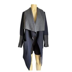 BCBGMAXAZRIA Funnel Neck Wool Blend Open Front Coat  Detail Size S